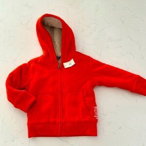NWT BabyGap Logo Sherpa-Lined Zip Hoodie - Orange 🍊 - size 2yrs